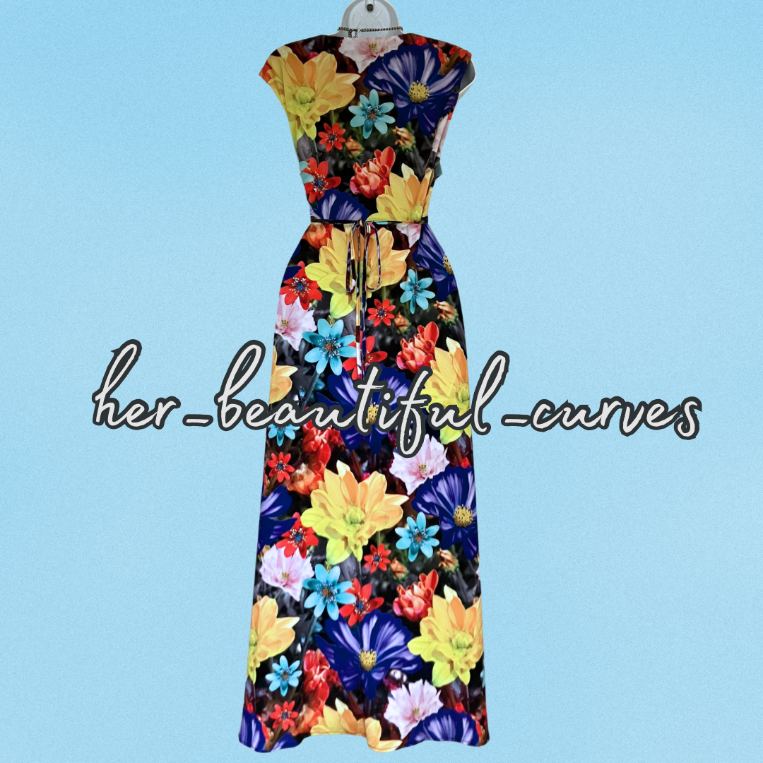 DEBENHAMS FLORAL PRINT JERSEY WEDDING OCCASION PARTY DRESS SIZE 18