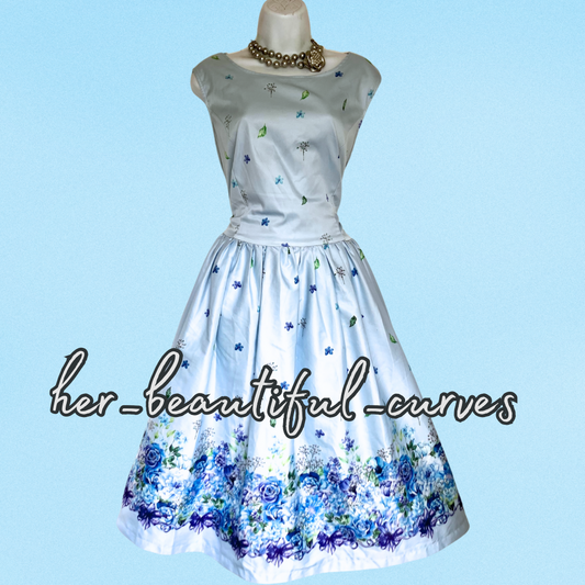 LINDY BOP FLORAL PRINT VINTAGE STYLE OCCASION PARTY DRESS SIZE 20