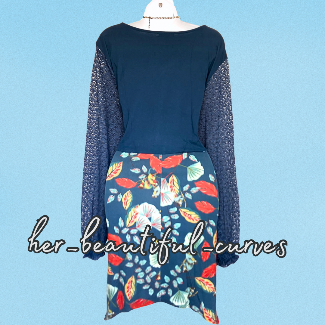 JOE BROWNS QUIRKY & UNIQUE HANDKERCHIEF HEM JERSEY PARTY DRESS SIZE 22