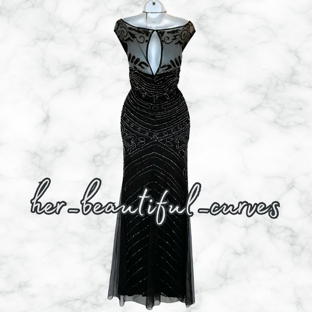 JOANNA HOPE SEQUINED BEADED MAXI EVENING PARTY DRESS SIZE 26