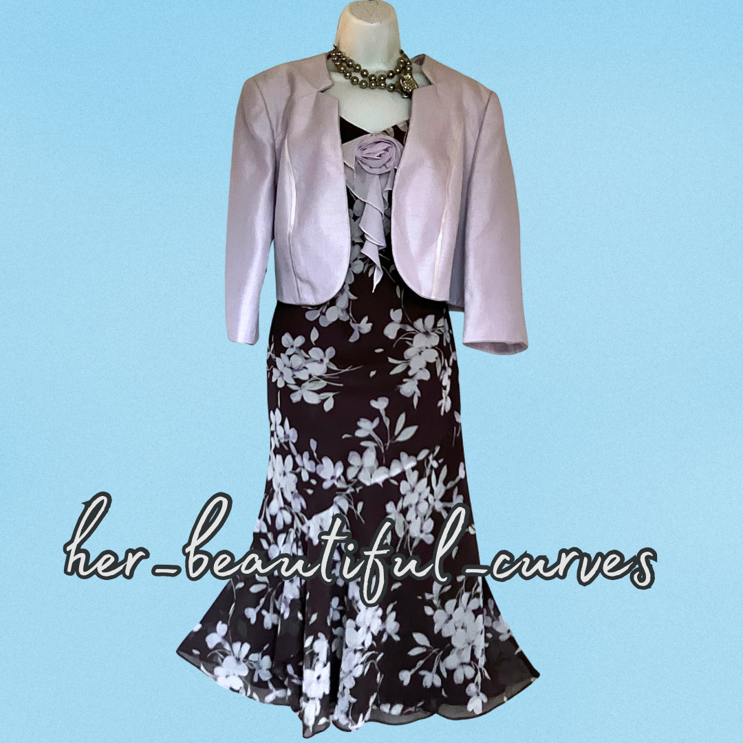 JACQUES VERT FLORAL PRINT WEDDING OCCASION PARTY DRESS SIZE 18 Jacket SIZE 20