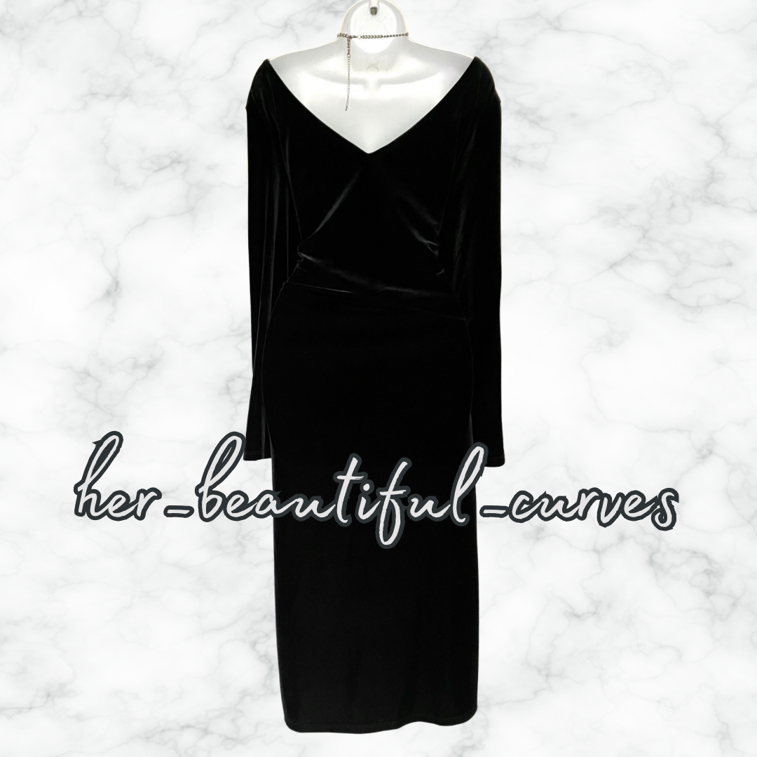 MONSOON BLACK VELVET OCCASION PARTY DRESS SIZE 22