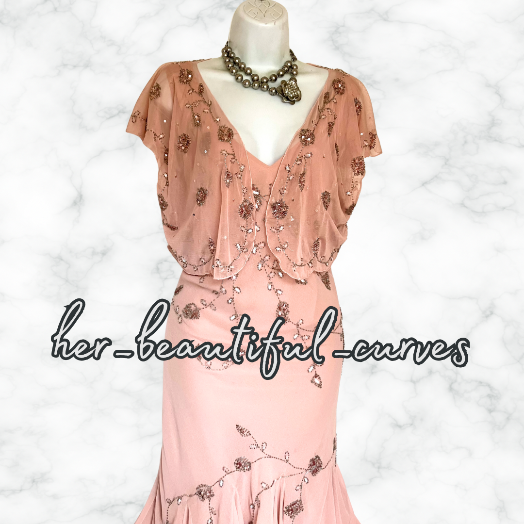 BERKERTEX SEQUINED BEADED OCCASION PARTY DRESS & BOLERO SIZE 18