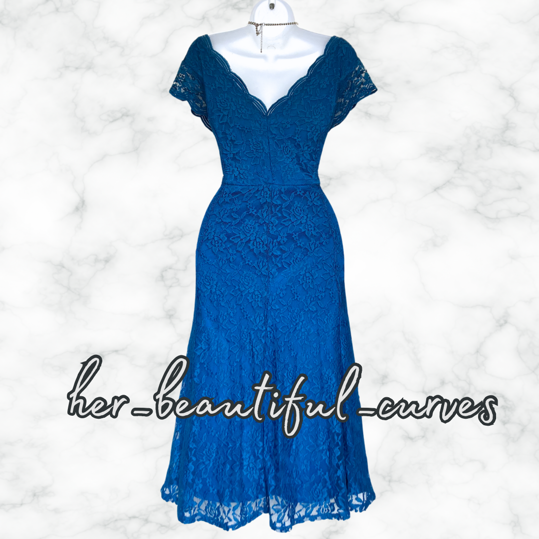JOANNA HOPE TEAL EMBROIDERED FLORAL LACE OCCASION PARTY DRESS SIZE 18