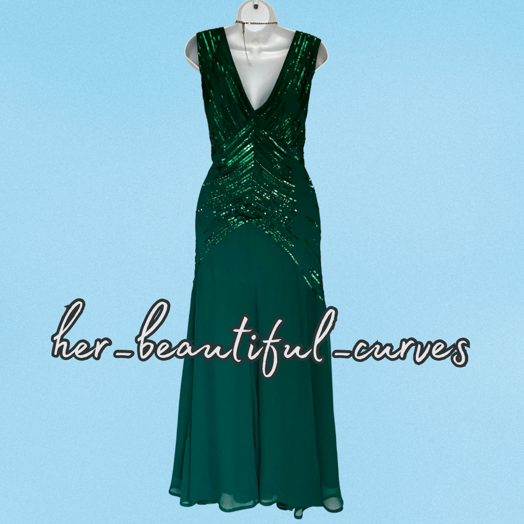 JOANNA HOPE 20s GATSBY SEQUINNED BEADED DRESS & SHAWL SIZE 26 fits 26/28