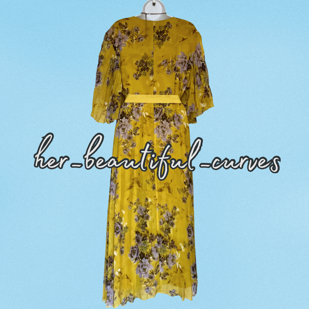 ASOS CURVE FLORAL PRINT PLEATED REAL WRAP OCCASION PARTY DRESS SIZE 22