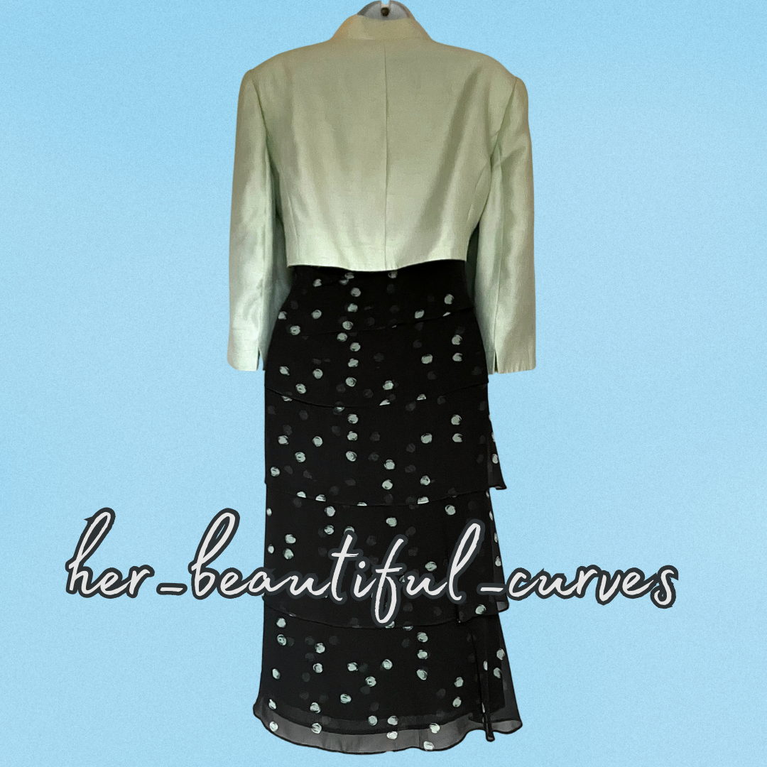 JACQUES VERT POLKA DOTS WEDDING OCCASION PARTY DRESS & JACKET SIZE 18