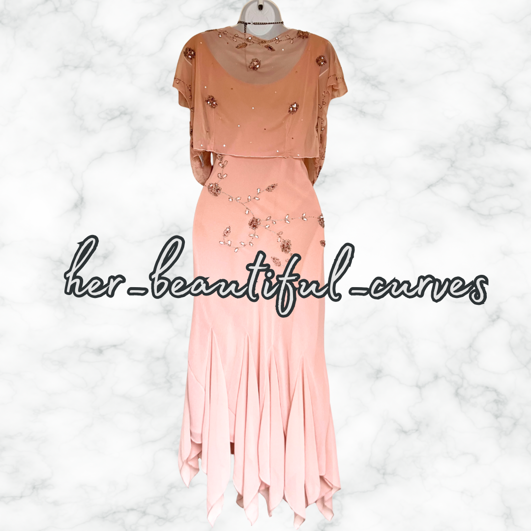 BERKERTEX SEQUINED BEADED OCCASION PARTY DRESS & BOLERO SIZE 18