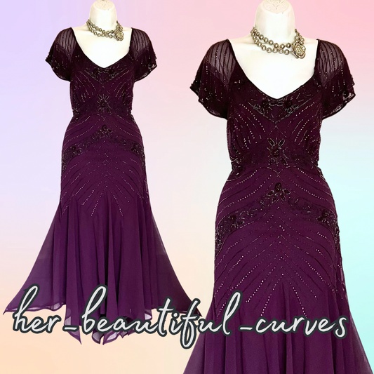 JOANNA HOPE SEQUINNED BEADED EVENING EMBELLISHED OCCASION PARTY DRESS SIZE 20