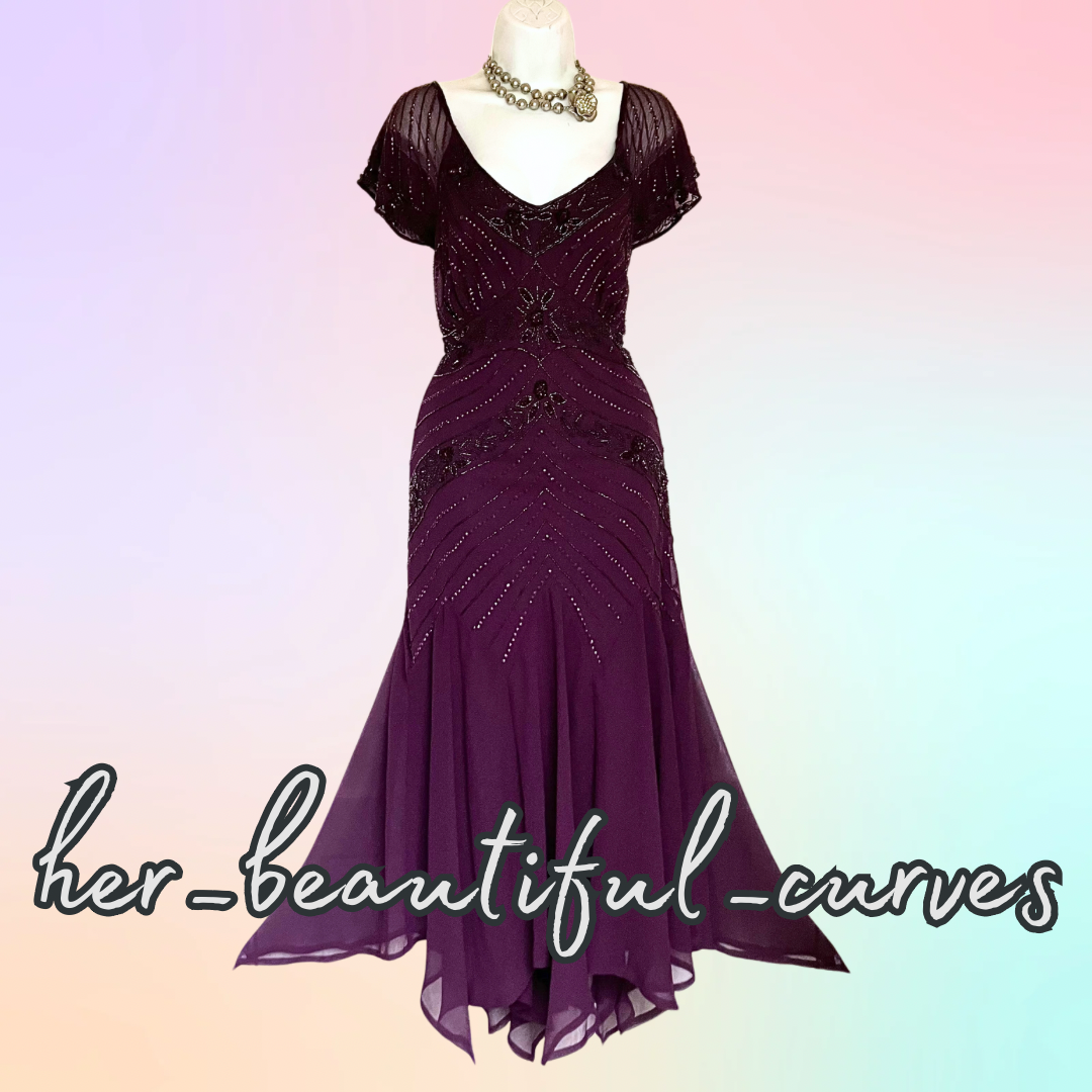 JOANNA HOPE SEQUINNED BEADED EVENING EMBELLISHED OCCASION PARTY DRESS SIZE 20