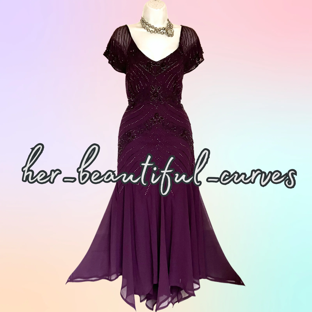 JOANNA HOPE SEQUINNED BEADED EVENING EMBELLISHED OCCASION PARTY DRESS SIZE 20