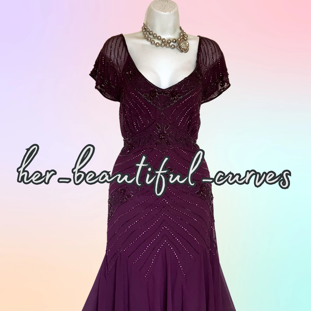 JOANNA HOPE SEQUINNED BEADED EVENING EMBELLISHED OCCASION PARTY DRESS SIZE 20