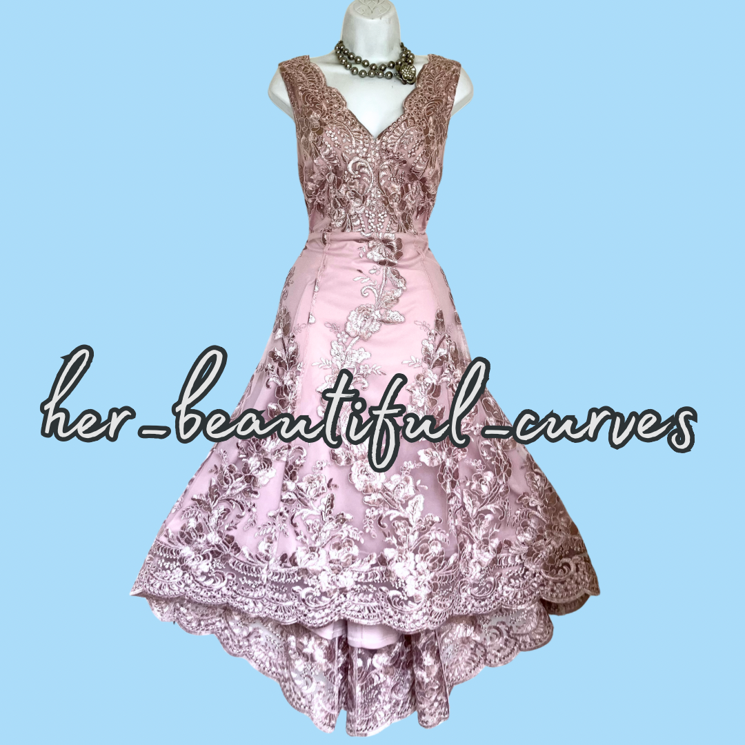 QUIZ SHIMMERING EMBROIDERED FLORAL HI LOW OCCASION WEDDING DRESS SIZE 16 new