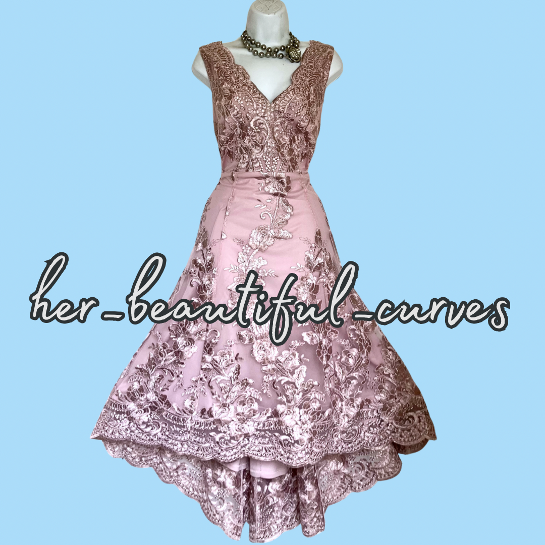 QUIZ SHIMMERING EMBROIDERED FLORAL HI LOW OCCASION WEDDING DRESS SIZE 16 new