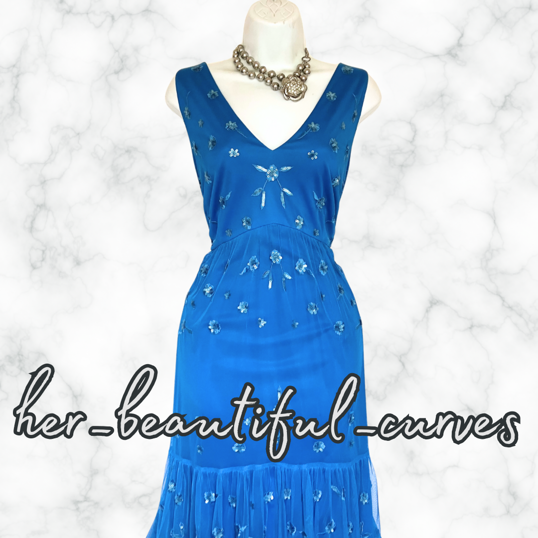 MONSOON SEQUINNED EMBROIDERED WEDDING OCCASION PARTY DRESS SIZE 18
