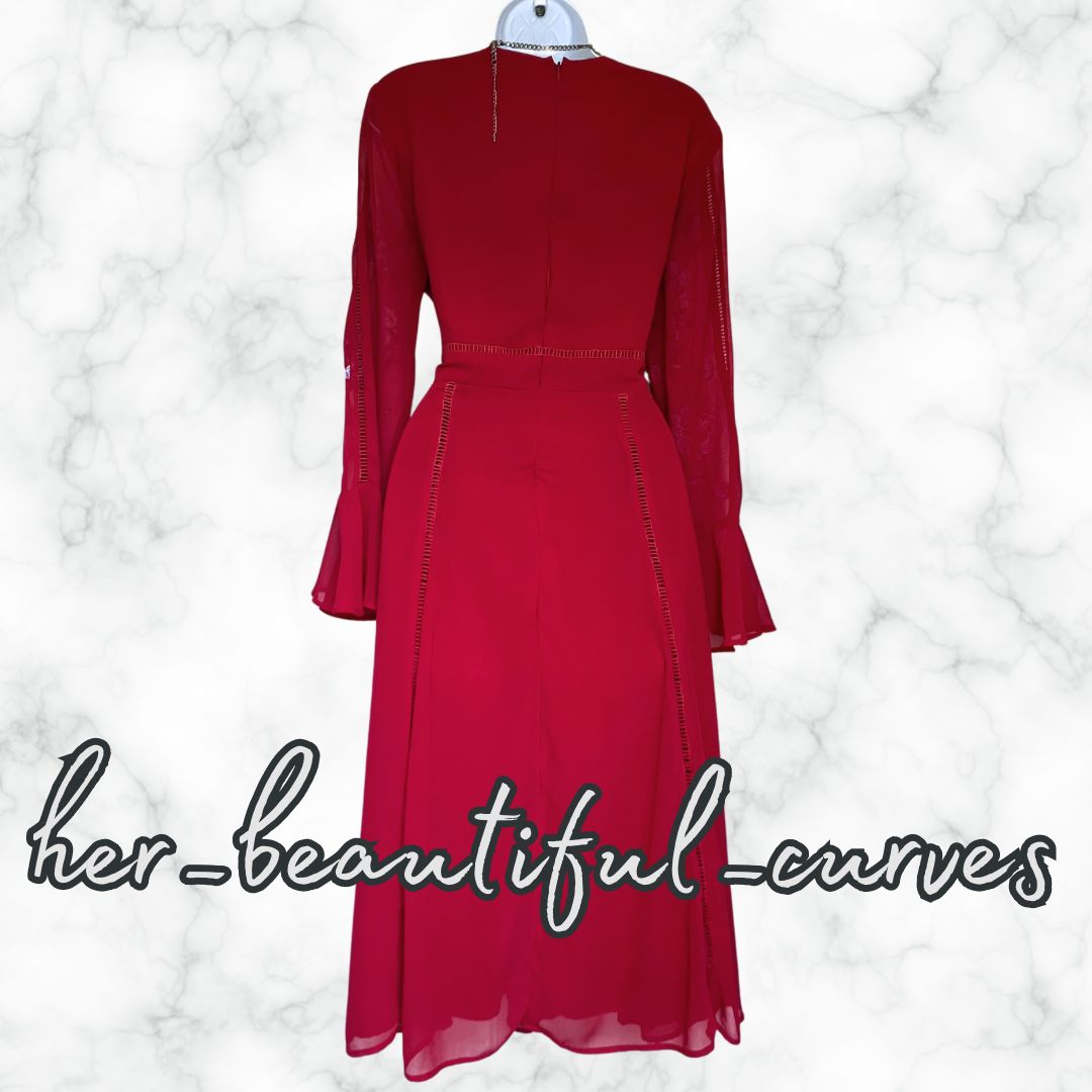 ASOS EMBROIDERED FLORAL MIDI OCCASION WEDDING PARTY DRESS SIZE 16
