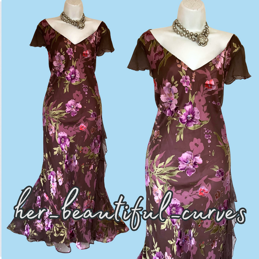 MONSOON FLORAL WITH SEQUINS WEDDING OCCASION PARTY SLIP DRESS SIZE 20
