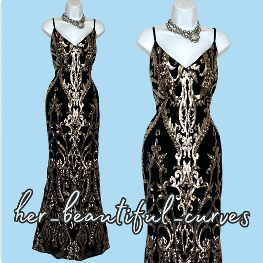 QUIZ SHIMMERING SEQUINS MAXI EVENING OCCASION PARTY DRESS SIZE 18