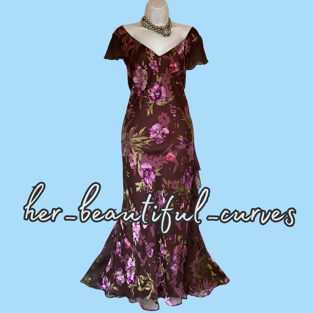 MONSOON FLORAL WITH SEQUINS WEDDING OCCASION PARTY SLIP DRESS SIZE 20