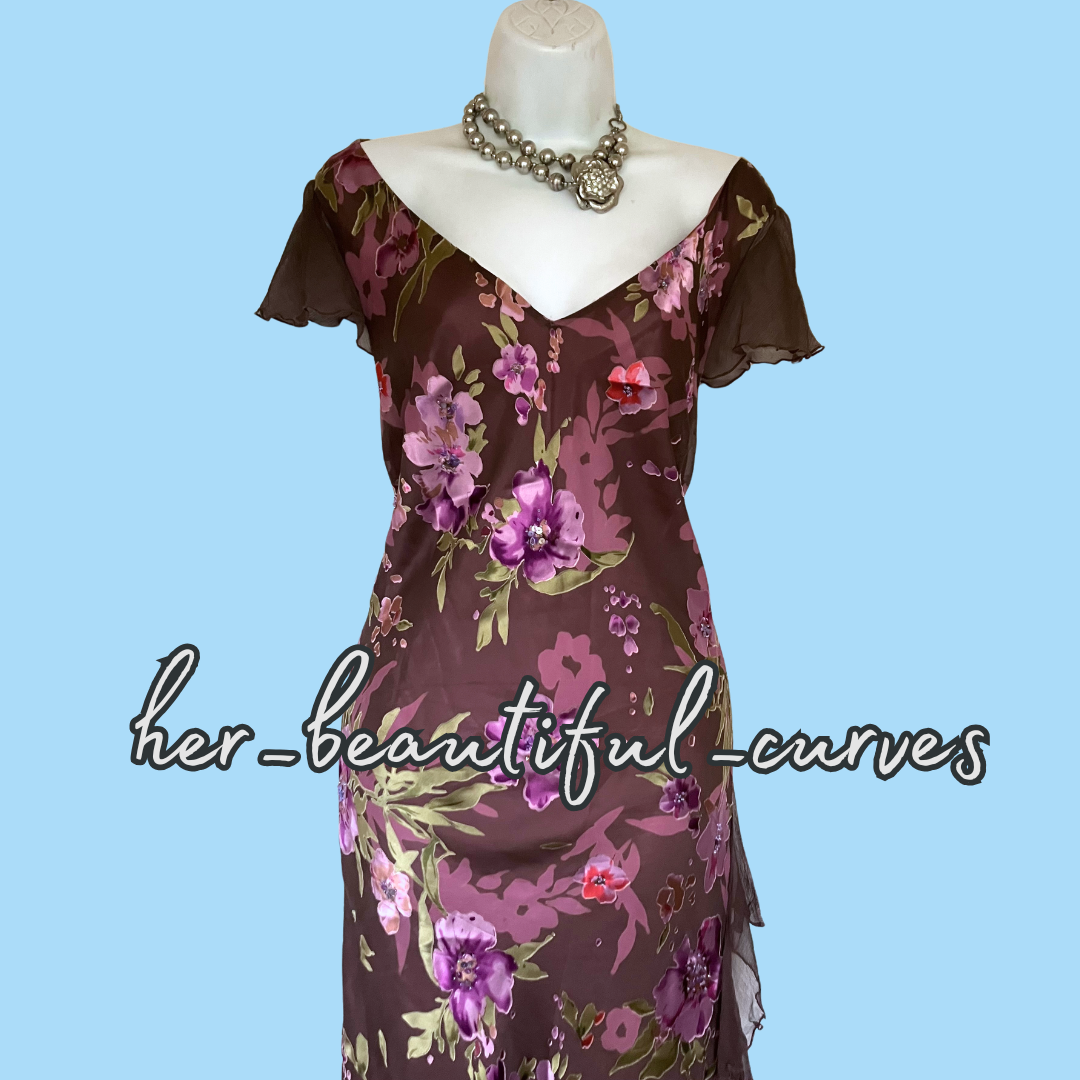 MONSOON FLORAL WITH SEQUINS WEDDING OCCASION PARTY SLIP DRESS SIZE 20