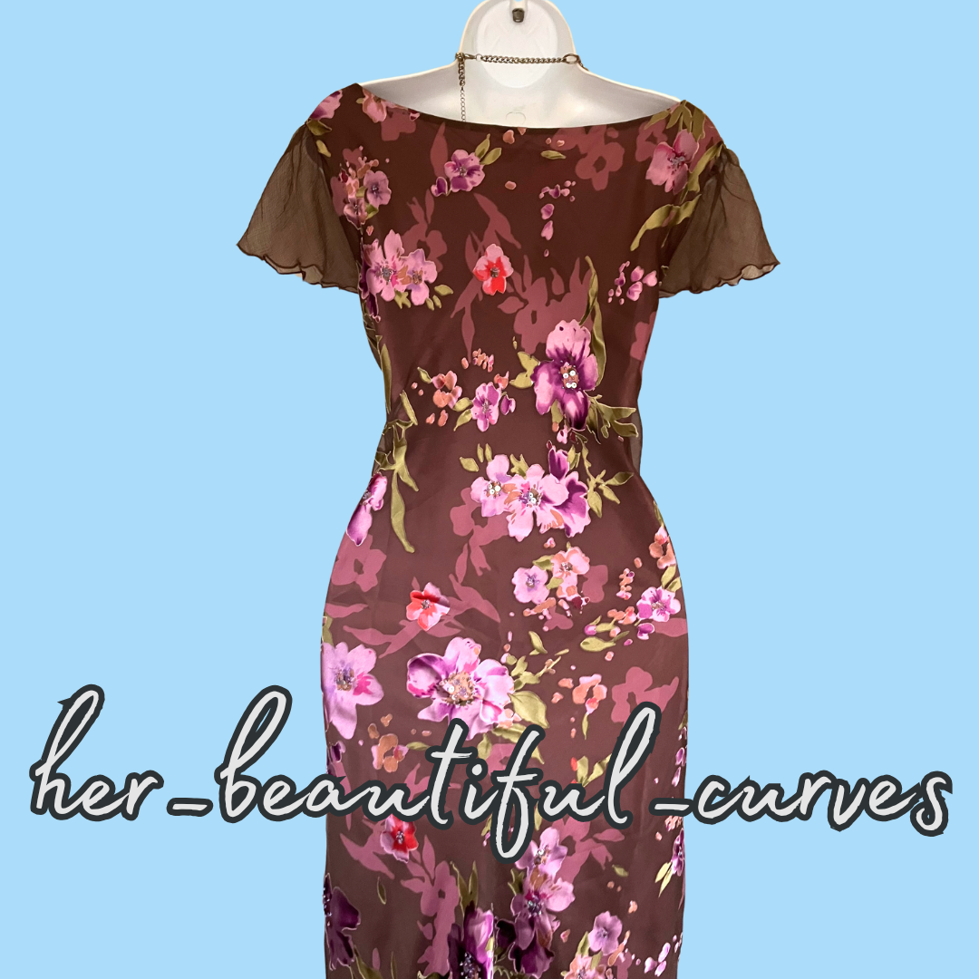 MONSOON FLORAL WITH SEQUINS WEDDING OCCASION PARTY SLIP DRESS SIZE 20