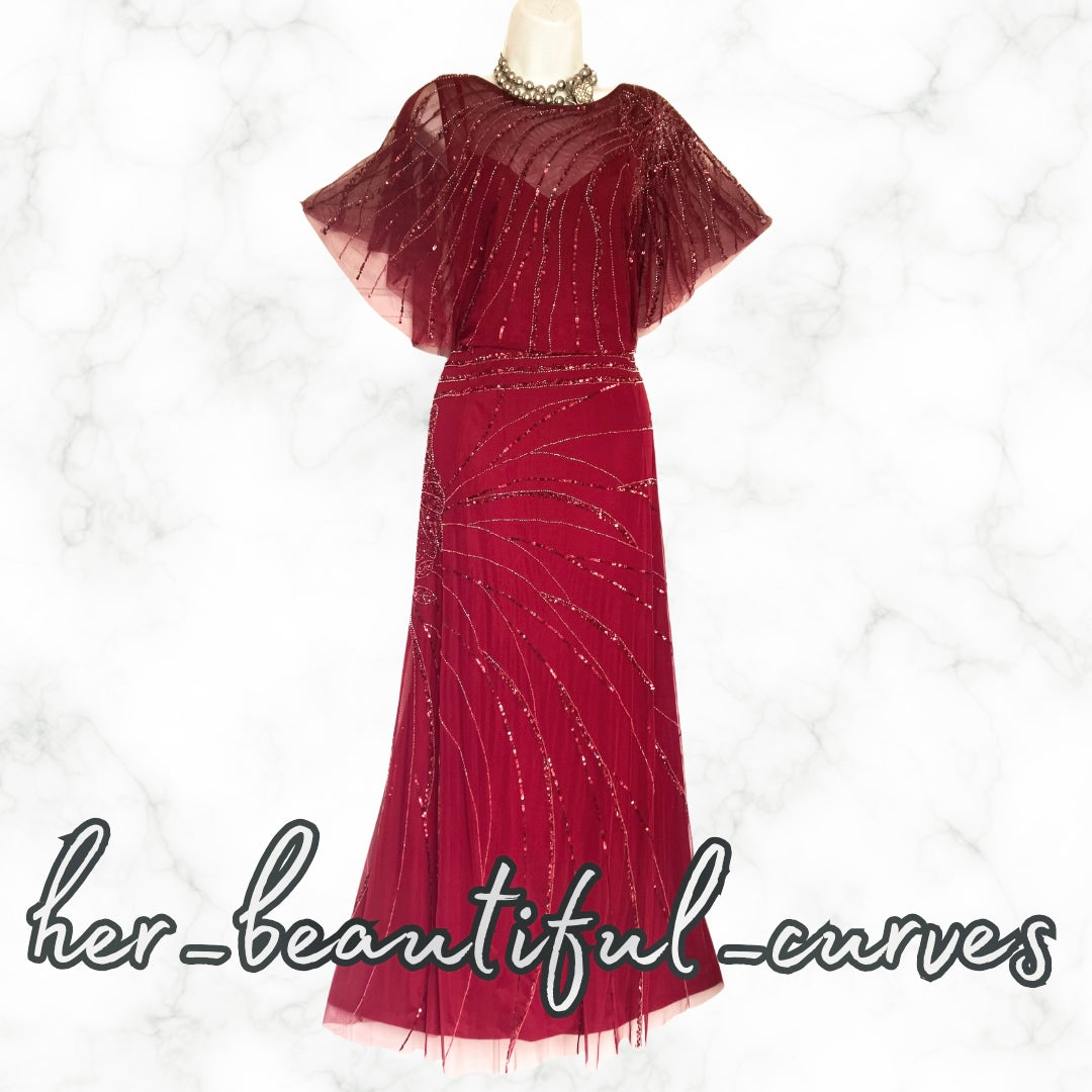 MONSOON BEADED SEQUINED EMBELLISHED MAXI EVENING OCCASION PARTY DRESS SIZE 22