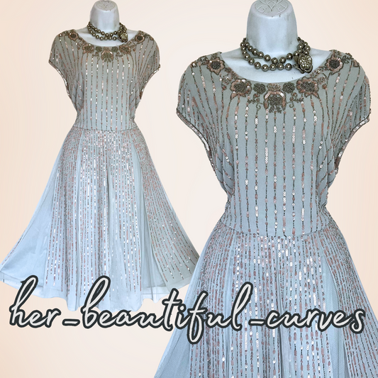PHASE EIGHT/STUDIO 8 SEQUINED BEADED WEDDING OCCASION PARTY DRESS SIZE 18