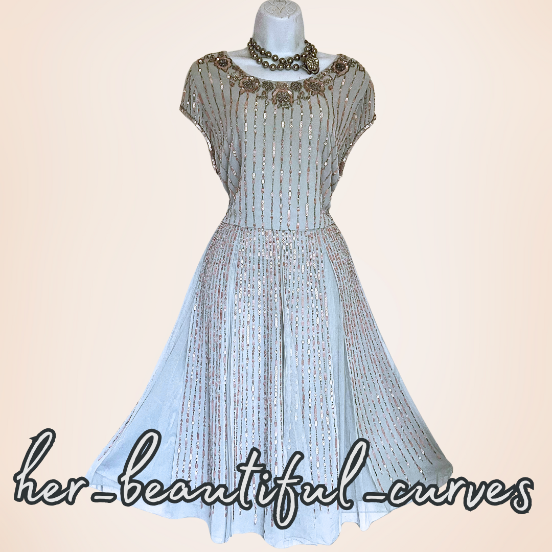 PHASE EIGHT/STUDIO 8 SEQUINED BEADED WEDDING OCCASION PARTY DRESS SIZE 18