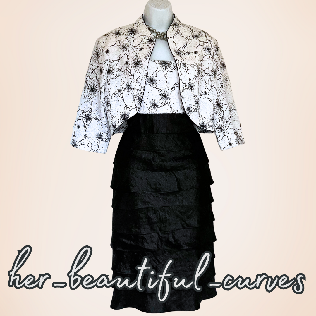 R&M RICHARDS EMBROIDERIES & SEQUINS MOTHER OF BRIDE PARTY DRESS & JACKET SIZE 16