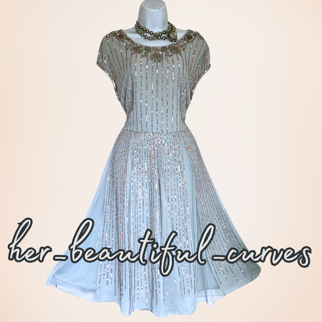 PHASE EIGHT/STUDIO 8 SEQUINED BEADED WEDDING OCCASION PARTY DRESS SIZE 18