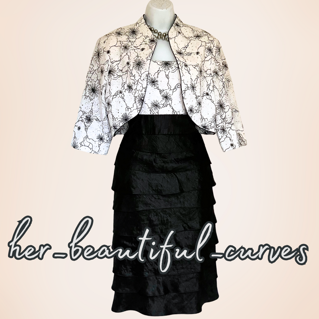 R&M RICHARDS EMBROIDERIES & SEQUINS MOTHER OF BRIDE PARTY DRESS & JACKET SIZE 16