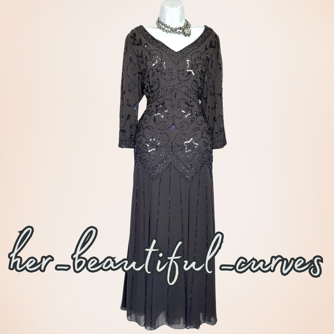 NIGHTINGALES SEQUINS BEADS EMBELLISHED WEDDING EVENING PARTY DRESS SIZE 20 new