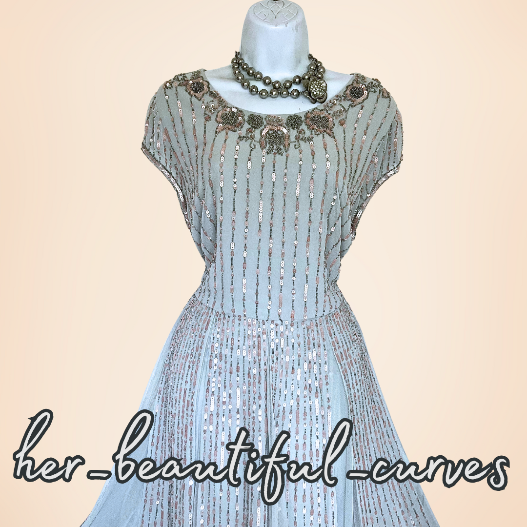PHASE EIGHT/STUDIO 8 SEQUINED BEADED WEDDING OCCASION PARTY DRESS SIZE 18