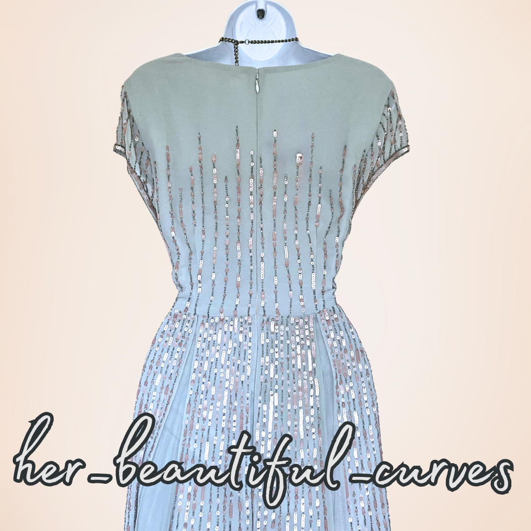 PHASE EIGHT/STUDIO 8 SEQUINED BEADED WEDDING OCCASION PARTY DRESS SIZE 18