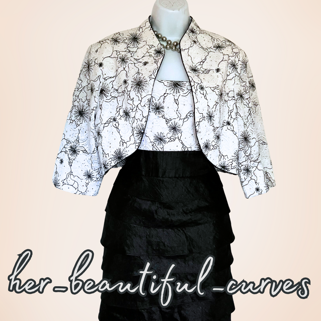 R&M RICHARDS EMBROIDERIES & SEQUINS MOTHER OF BRIDE PARTY DRESS & JACKET SIZE 16