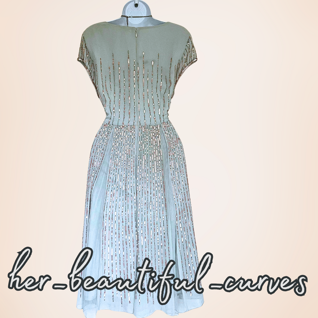 PHASE EIGHT/STUDIO 8 SEQUINED BEADED WEDDING OCCASION PARTY DRESS SIZE 18