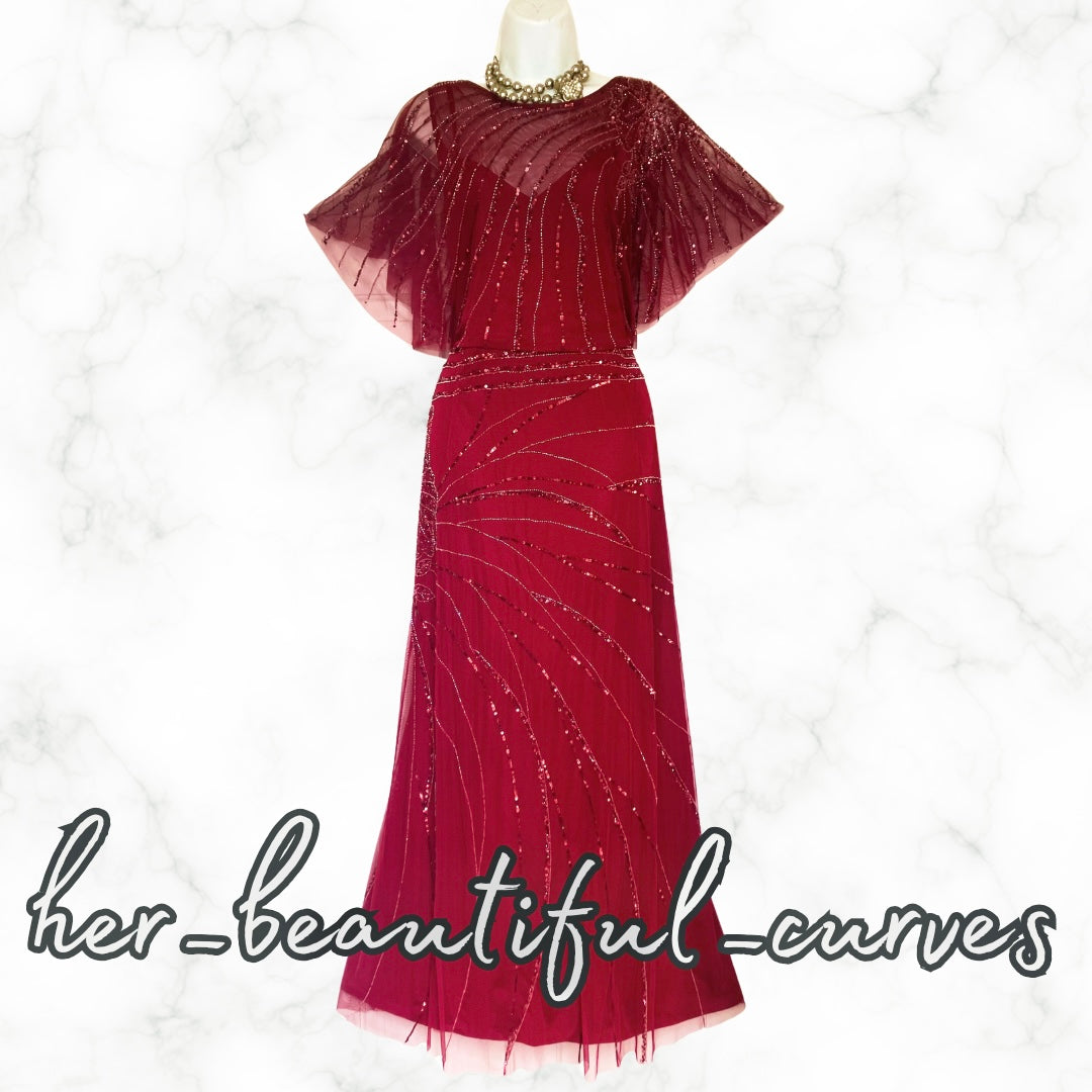 MONSOON BEADED SEQUINED EMBELLISHED MAXI EVENING OCCASION PARTY DRESS SIZE 22