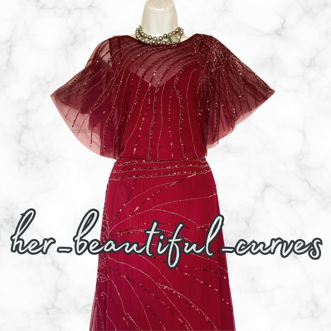 MONSOON BEADED SEQUINED EMBELLISHED MAXI EVENING OCCASION PARTY DRESS SIZE 22