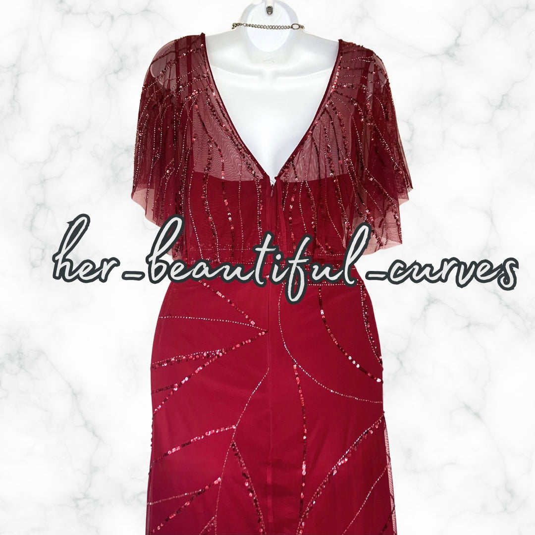 MONSOON BEADED SEQUINED EMBELLISHED MAXI EVENING OCCASION PARTY DRESS SIZE 22