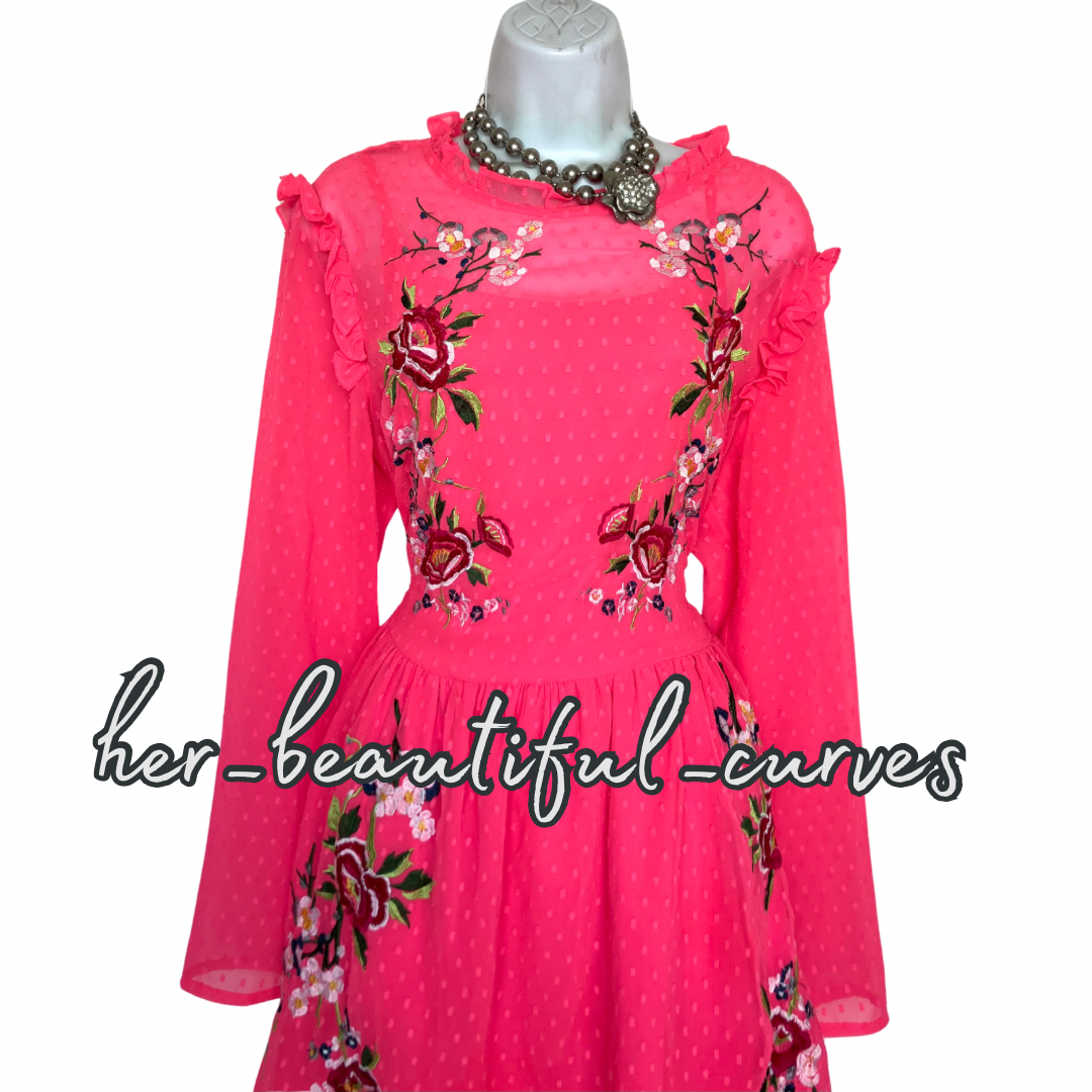 ASOS EMBROIDERED FLORAL WEDDING OCCASION PARTY DRESS SIZE 16