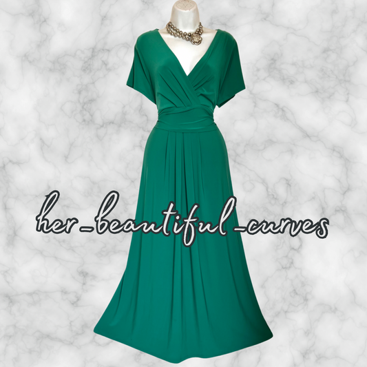 JOANNA HOPE GORGEOUS GREEN JERSEY MIDI/MAXI PARTY DRESS SIZE 20