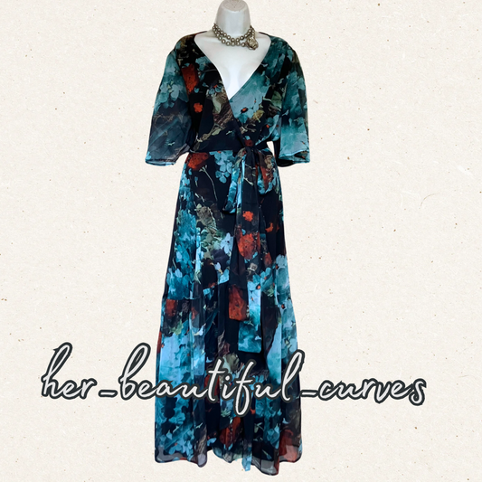 HOPE & IVY FLORAL PRINT WEDDIN OCCASION PARTY REAL WRAP DRESS SIZE 24