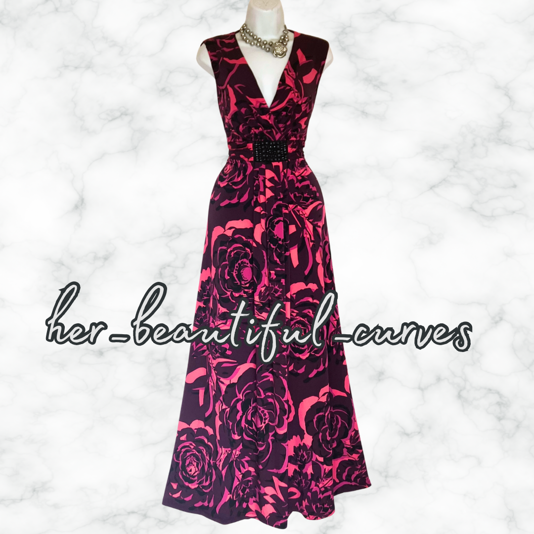 MONSOON FLORAL PRINT JERSEY WEDDING OCCASION EVENING PARTY DRESS SIZE 14