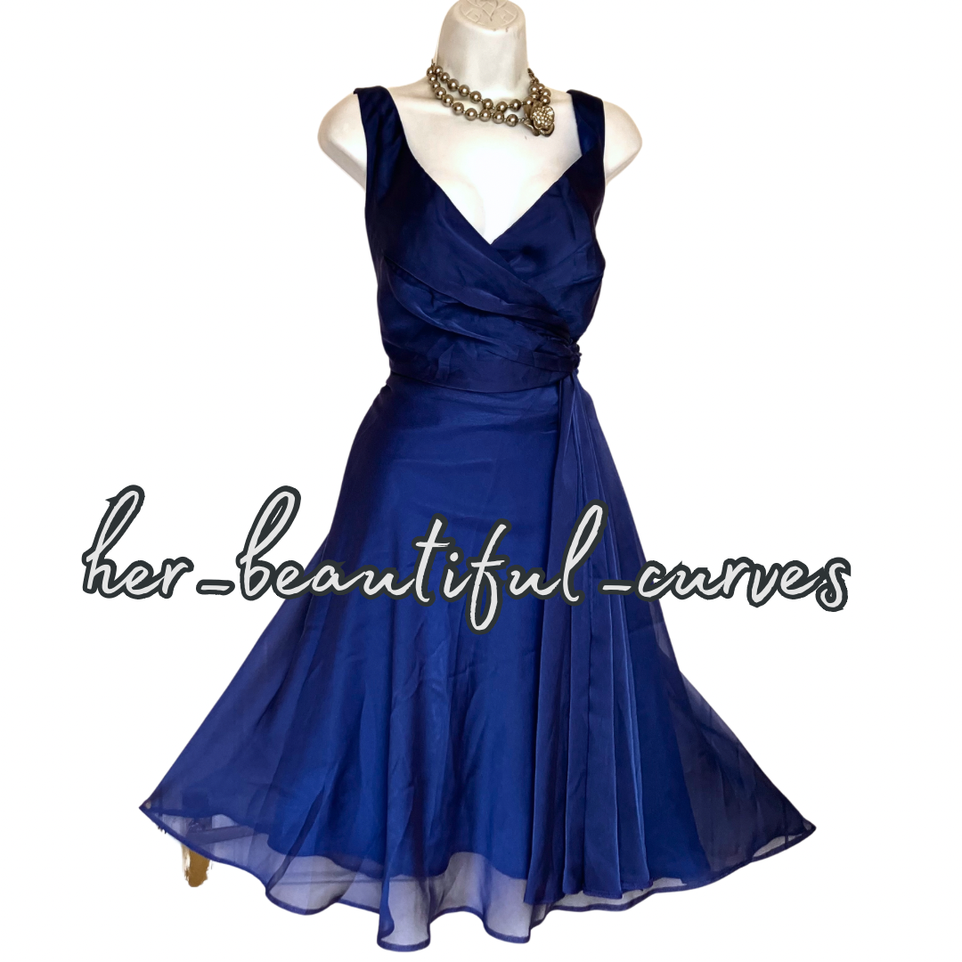 DÉBUT INDIGO EMPIRE NECKLINE WEDDING OCCASION PARTY DRESS SIZE 22