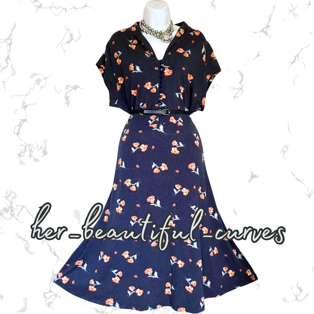 JOE BROWNS FLORAL DITSY DOTS PRINT JERSEY PARTY DRESS SIZE 20