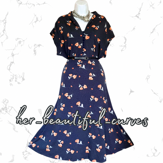 JOE BROWNS FLORAL DITSY DOTS PRINT JERSEY PARTY DRESS SIZE 20