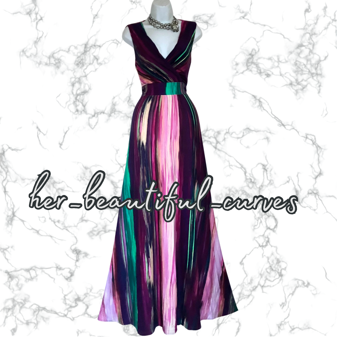 PHASE EIGHT ART DECO PRINT JERSEY MAXI WEDDING OCCASION PARTY DRESS SIZE 16