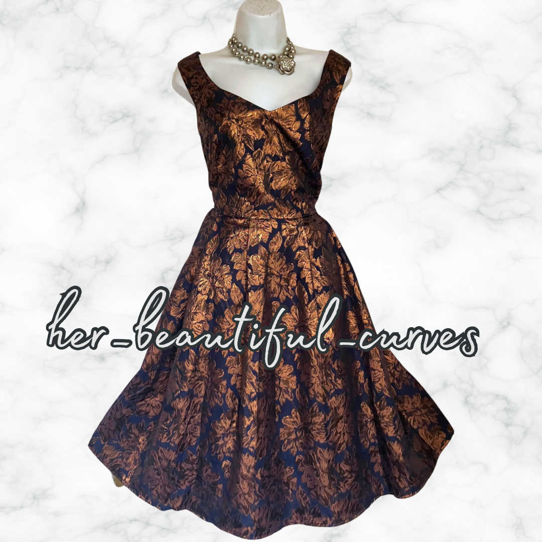 JOE BROWNS SHIMMERING JACQUARD FLORAL OCCASION PARTY DRESS SIZE 18 fits 16