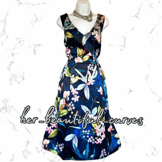 MONSOON FLORAL PRINT WEDDING OCCASION PARTY DRESS SIZE 16