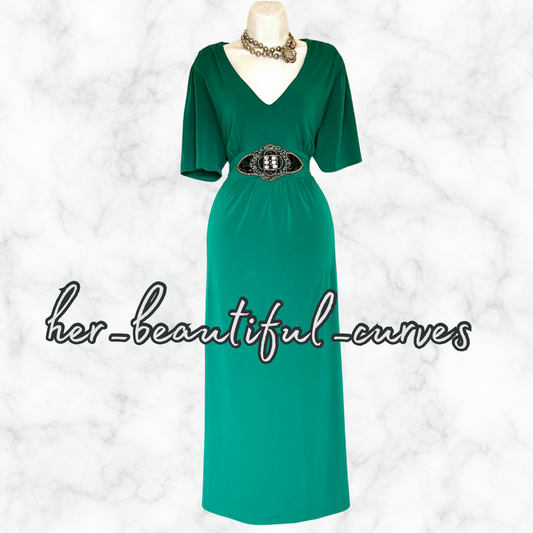 LILLY & ROSE BEADS GREEN JERSEY WEDDING OCCASION EVENING PARTY DRESS SIZE 18 new